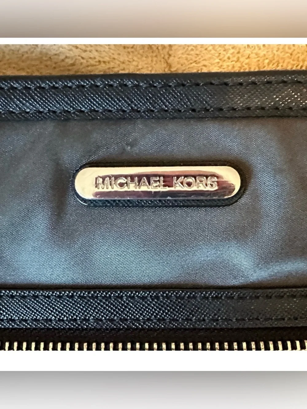 Michael Kors Gray Nylon Crossbody Messenger Bag with Silver Hardware